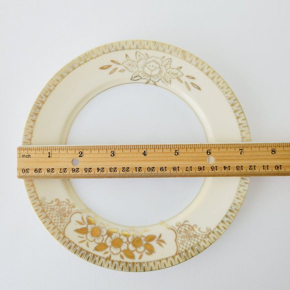 Vintage Floral Chikaramachi Gold & Cream Embossed Hand-Painted Salad Plates(2) - Picture 12 of 13